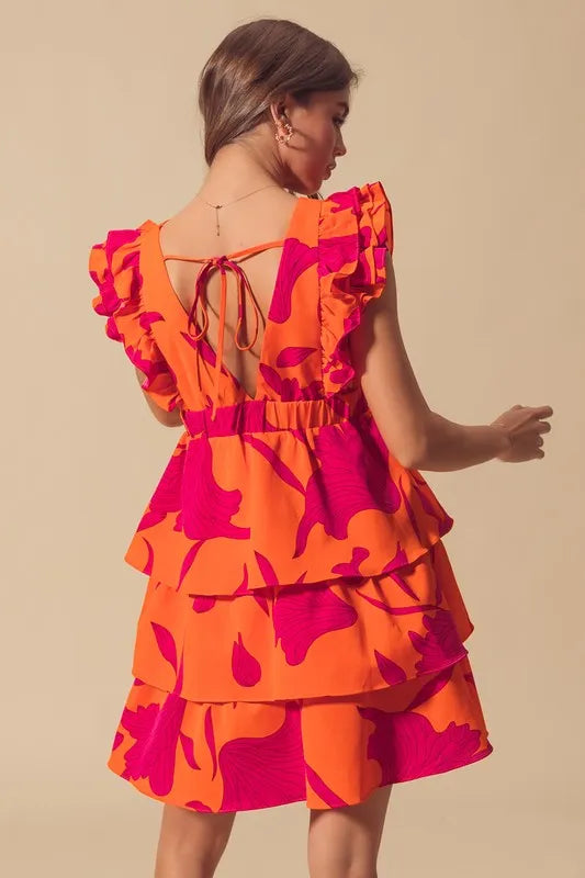 Image of SO ME Floral V Neck Layered Dress with Elasticized Waist | Queeble.shop