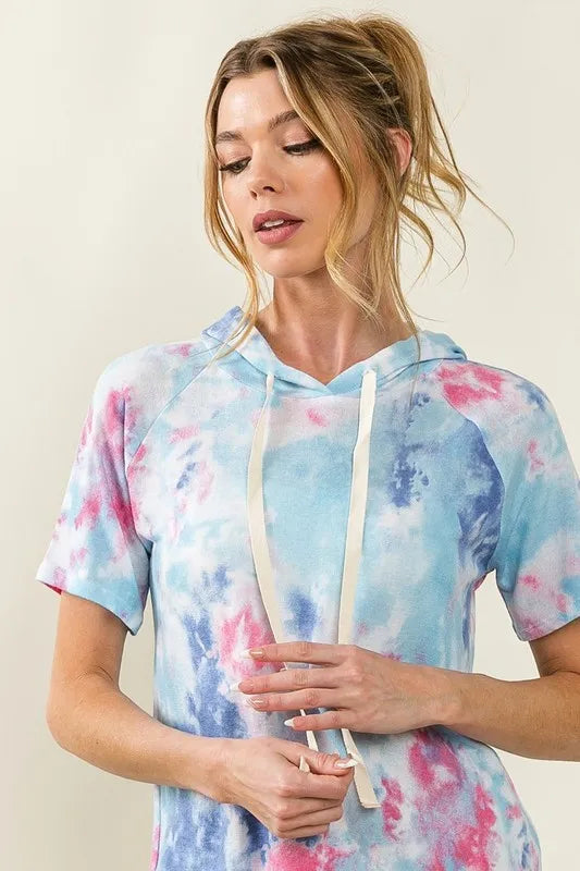 Image of BiBi Tie Dye Terry Hoodie with Drawstring | Queeble.shop