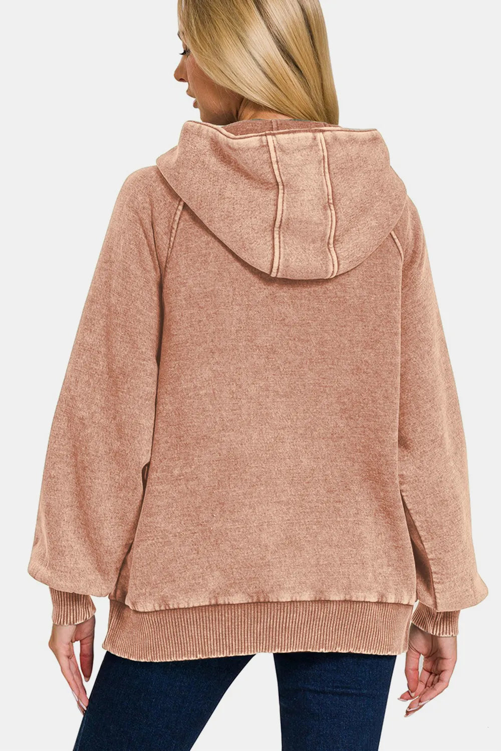 Image of Zenana Acid Wash Fleece Kangaroo Hoodie | Queeble.shop