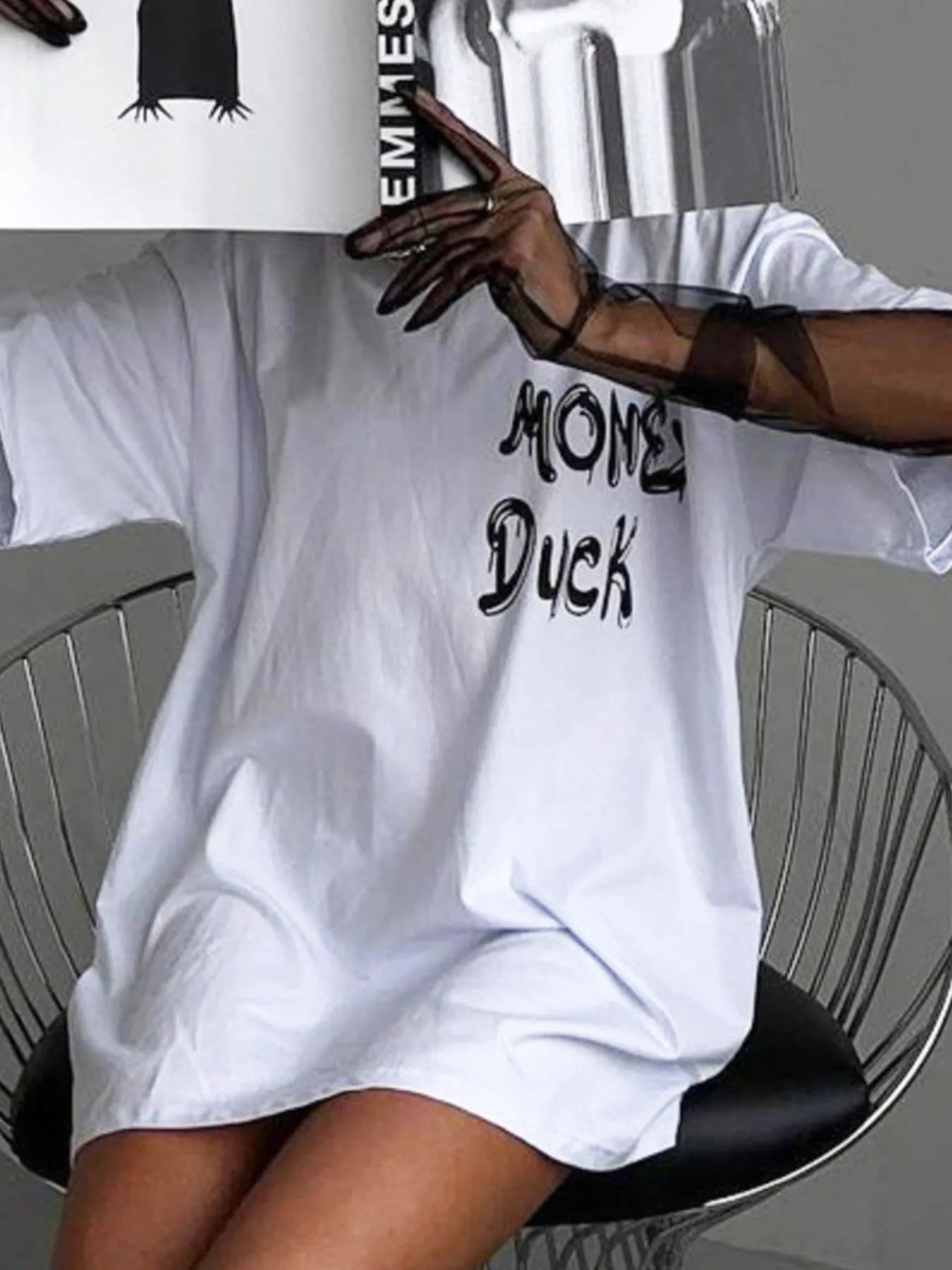 Image of Graphic Oversized Round Neck T-Shirt | Queeble.shop