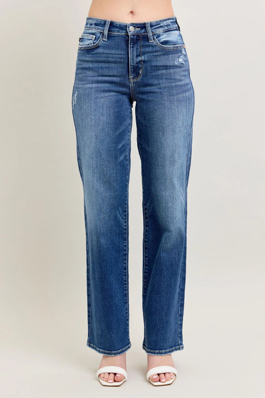 Image of Judy Blue Full Size High Waist 90's Straight Leg Jeans Plus Size | Queeble.shop