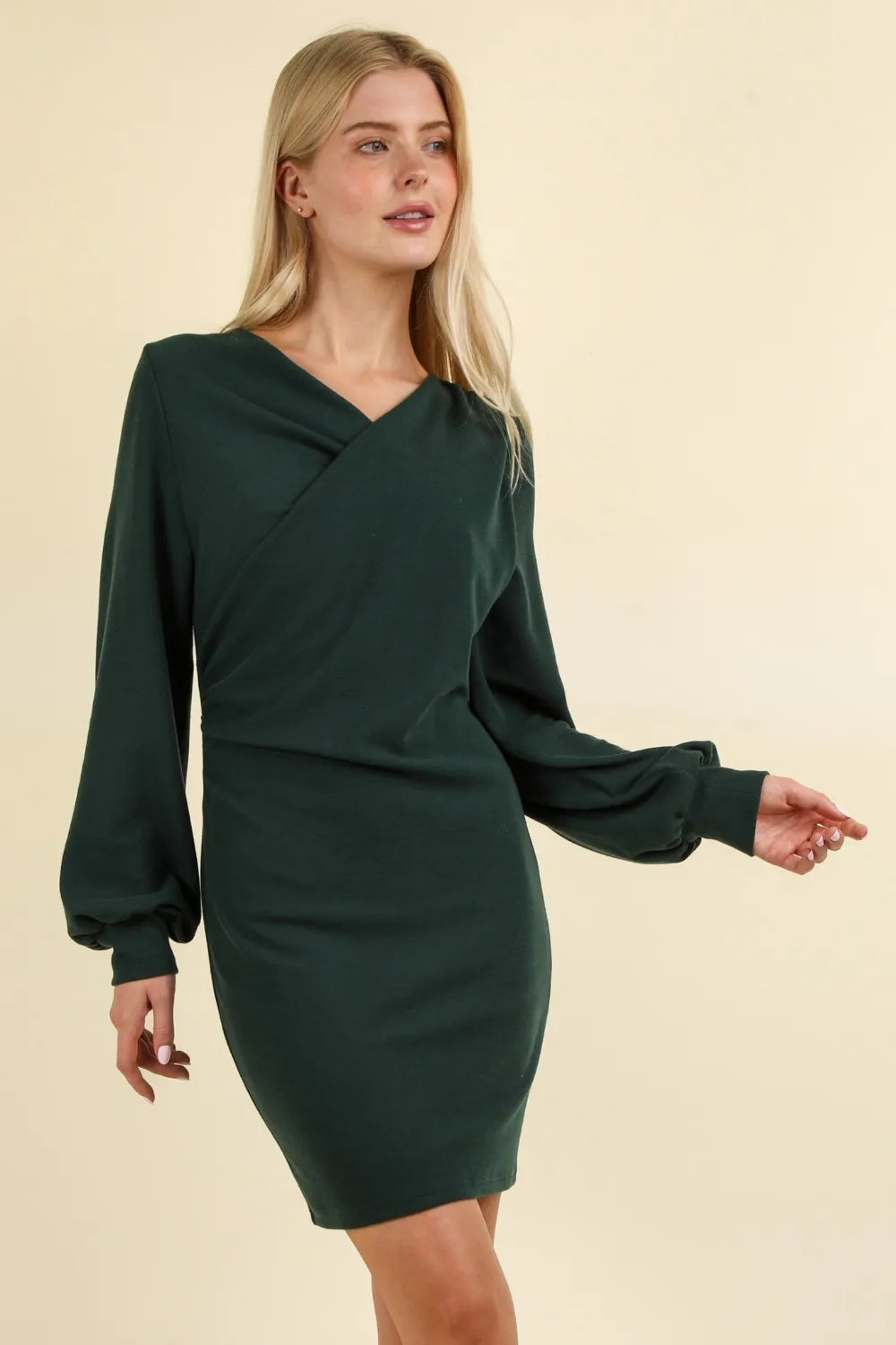 Image of VERY J Ruched Detail Bodycon Mini Dress | Queeble.shop