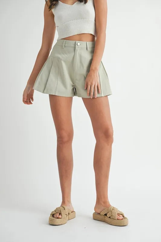 Image of MABLE Pleated High Waist Twill Shorts | Queeble.shop