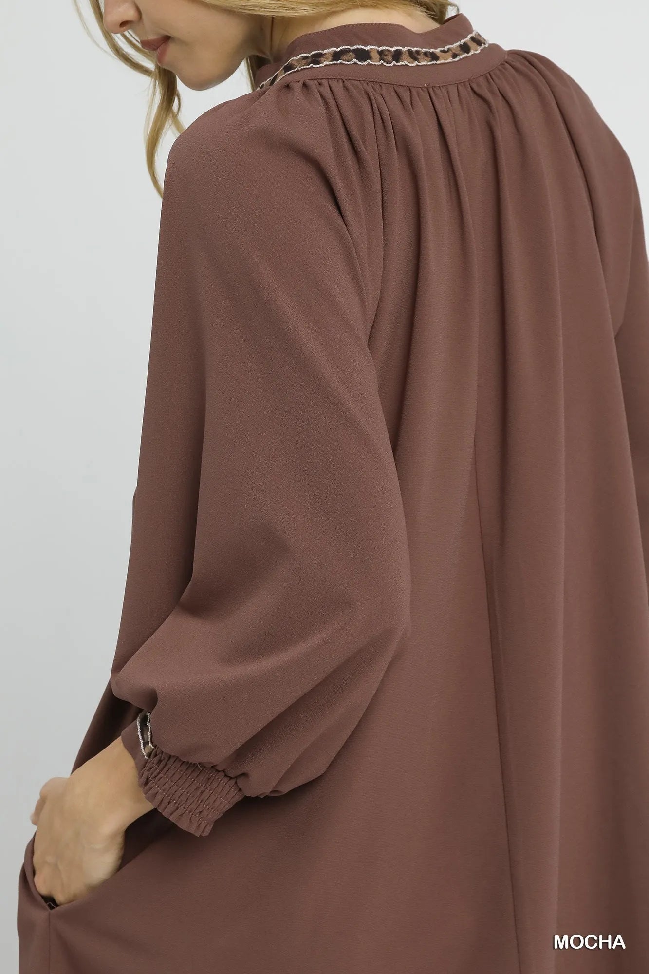 Image of Umgee Notched Shift Dress with Trim Detail | Queeble.shop