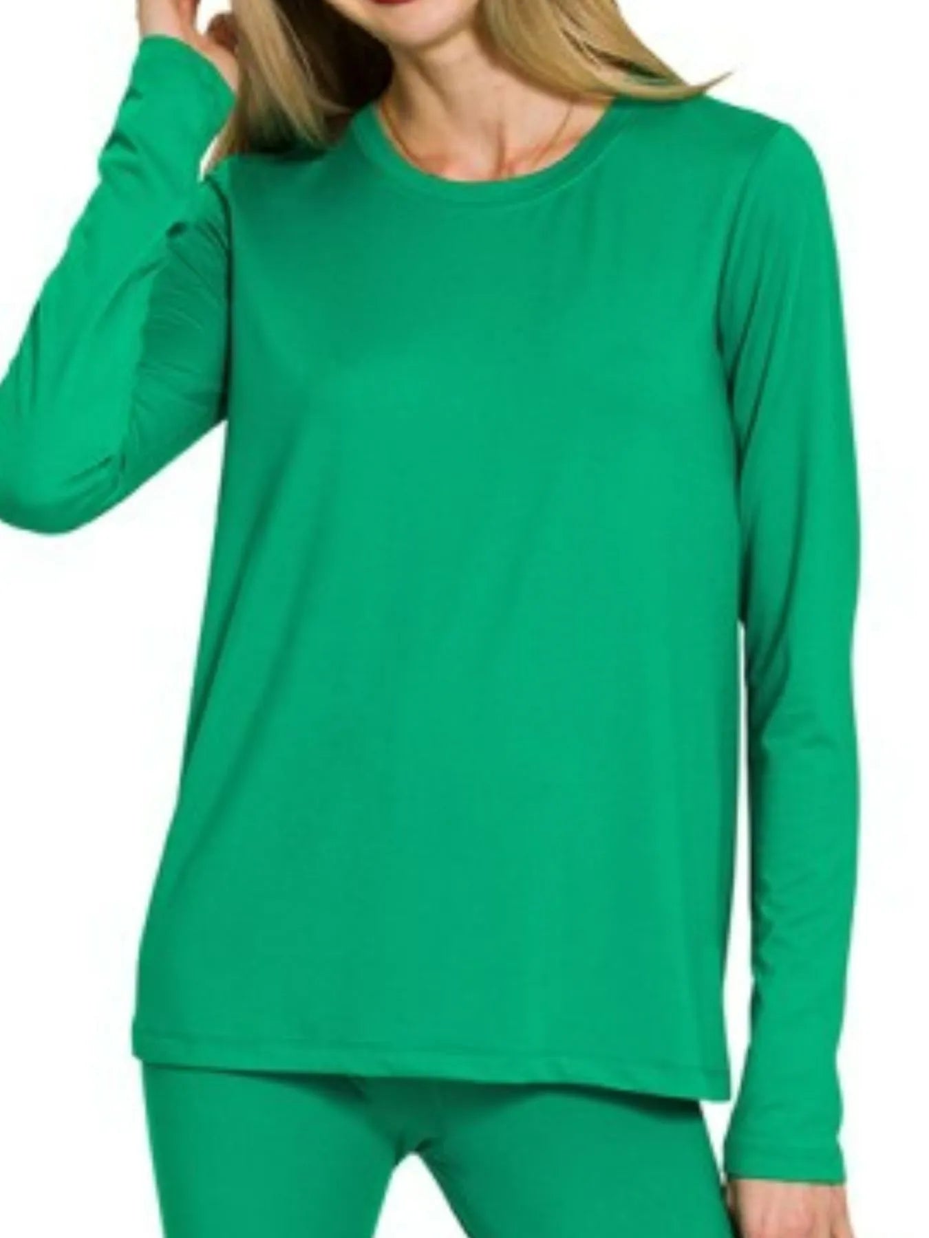 Image of Zenana Microfiber Round Neck Top and Leggings Set | Queeble.shop
