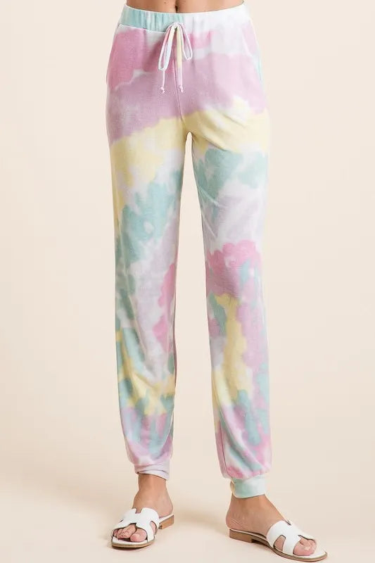 Image of BiBi Tie Dye French Terry Casual Pants | Queeble.shop