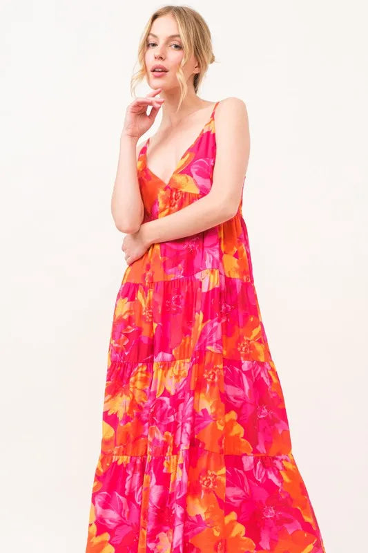 Image of And The Why Floral Tiered Maxi Cami Dress with Pockets | Queeble.shop