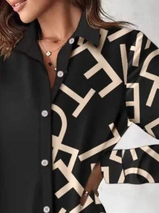 Image of Printed Button Up Long Sleeve Shirt Dress | Queeble.shop