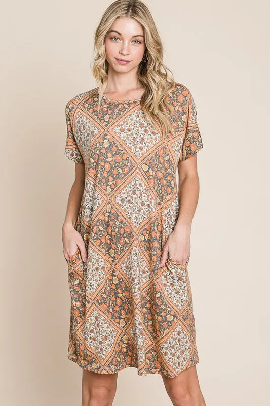 Image of BOMBOM Multicolored Leaves Jacquard Dress | Queeble.shop