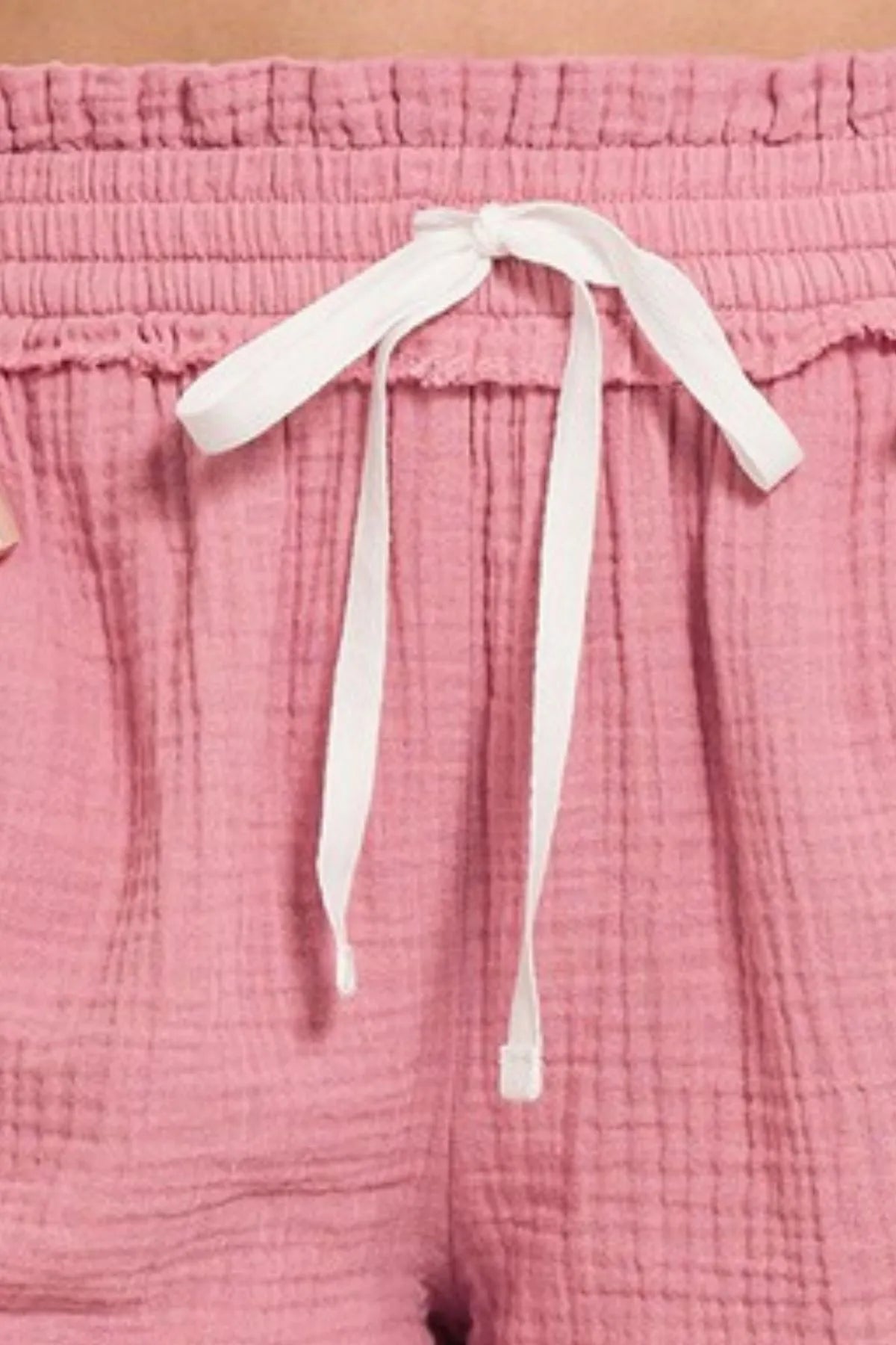 Image of Zenana Double Gauze Elasticband Drawstring Waist Shorts | Queeble.shop