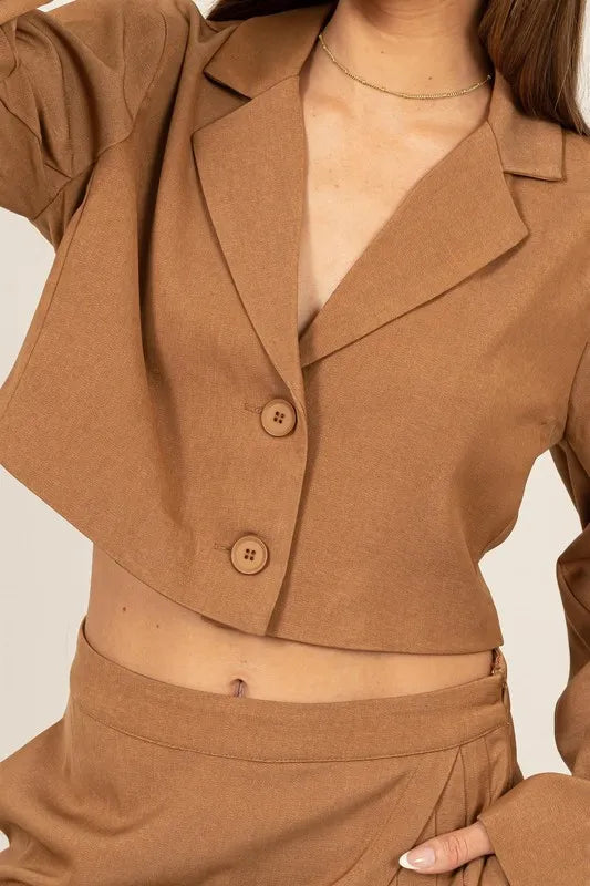 Image of HYFVE Cropped Button-Down Blazer | Queeble.shop