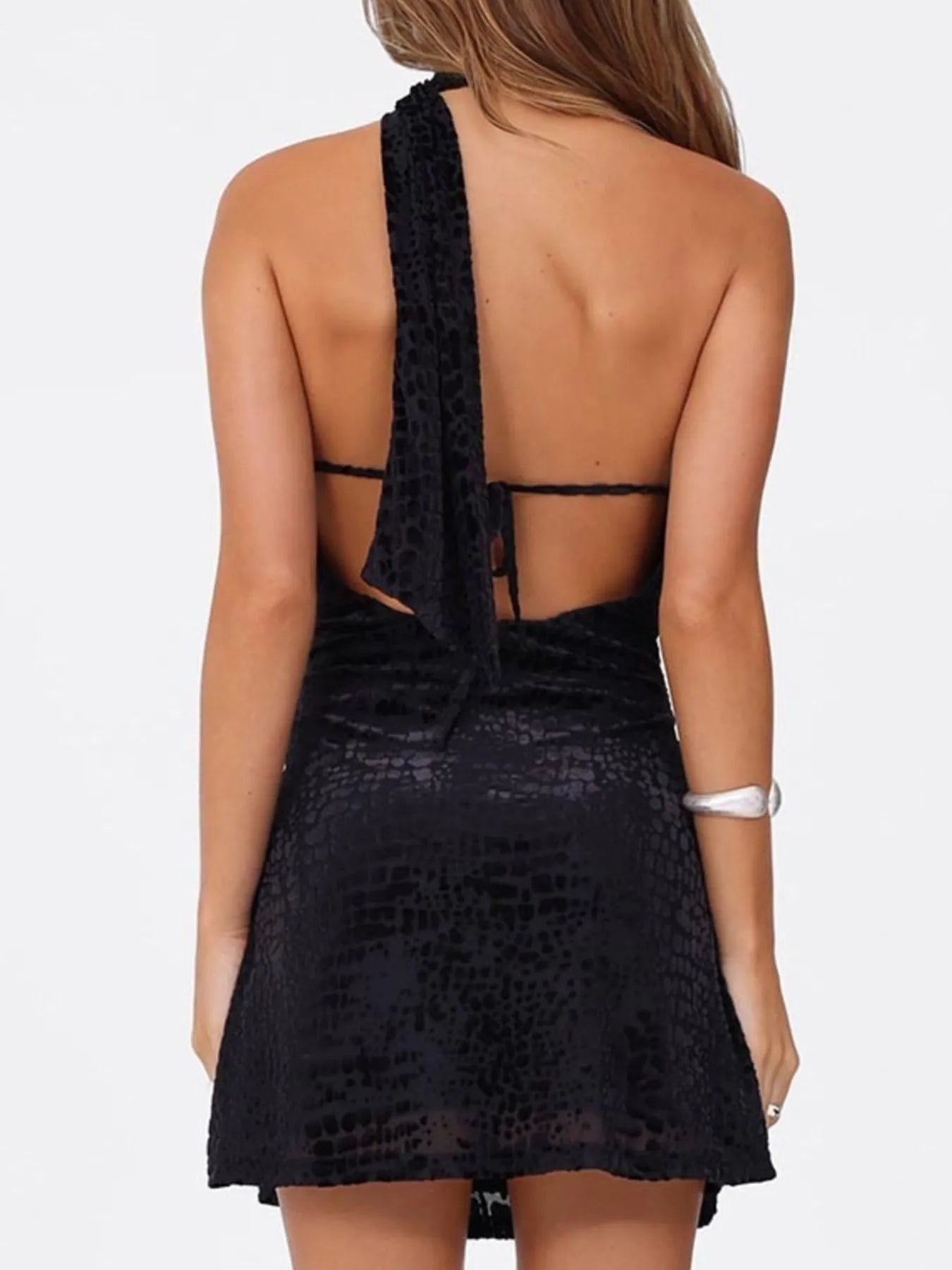Image of Asymmetrical Halter Neck Mini Dress | Queeble.shop