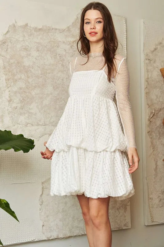 Image of Davi & Dani Checker Print Side Pockets Textured Mini Dress | Queeble.shop