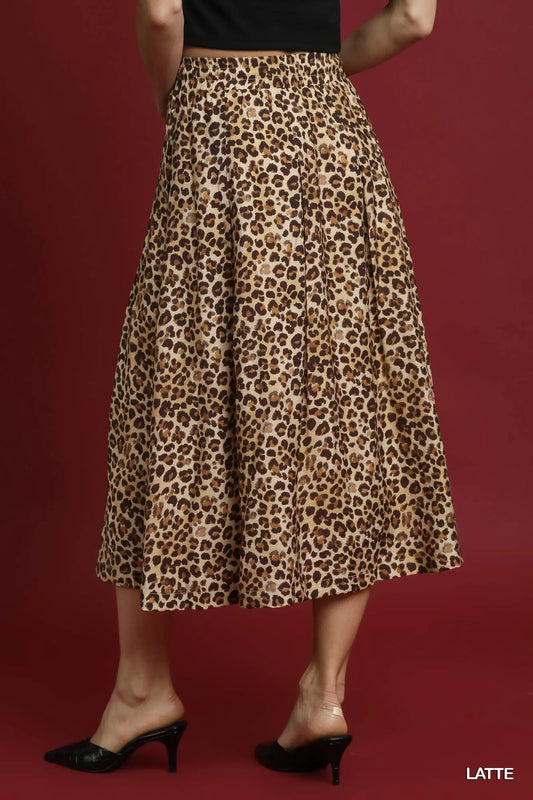 Image of Umgee Drawstring Leopard Midi Skirt | Queeble.shop