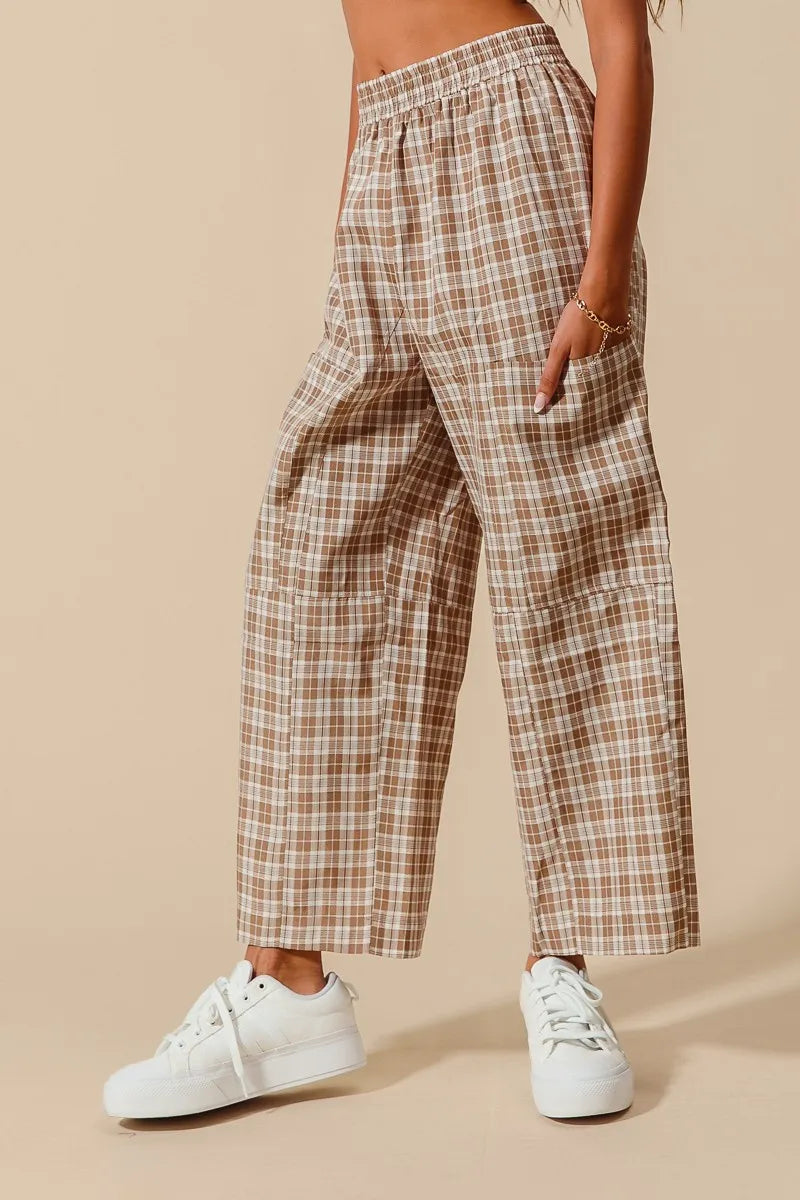 Image of SO ME Check Plaid Wide Leg Pants with Big Patch Pockets | Queeble.shop