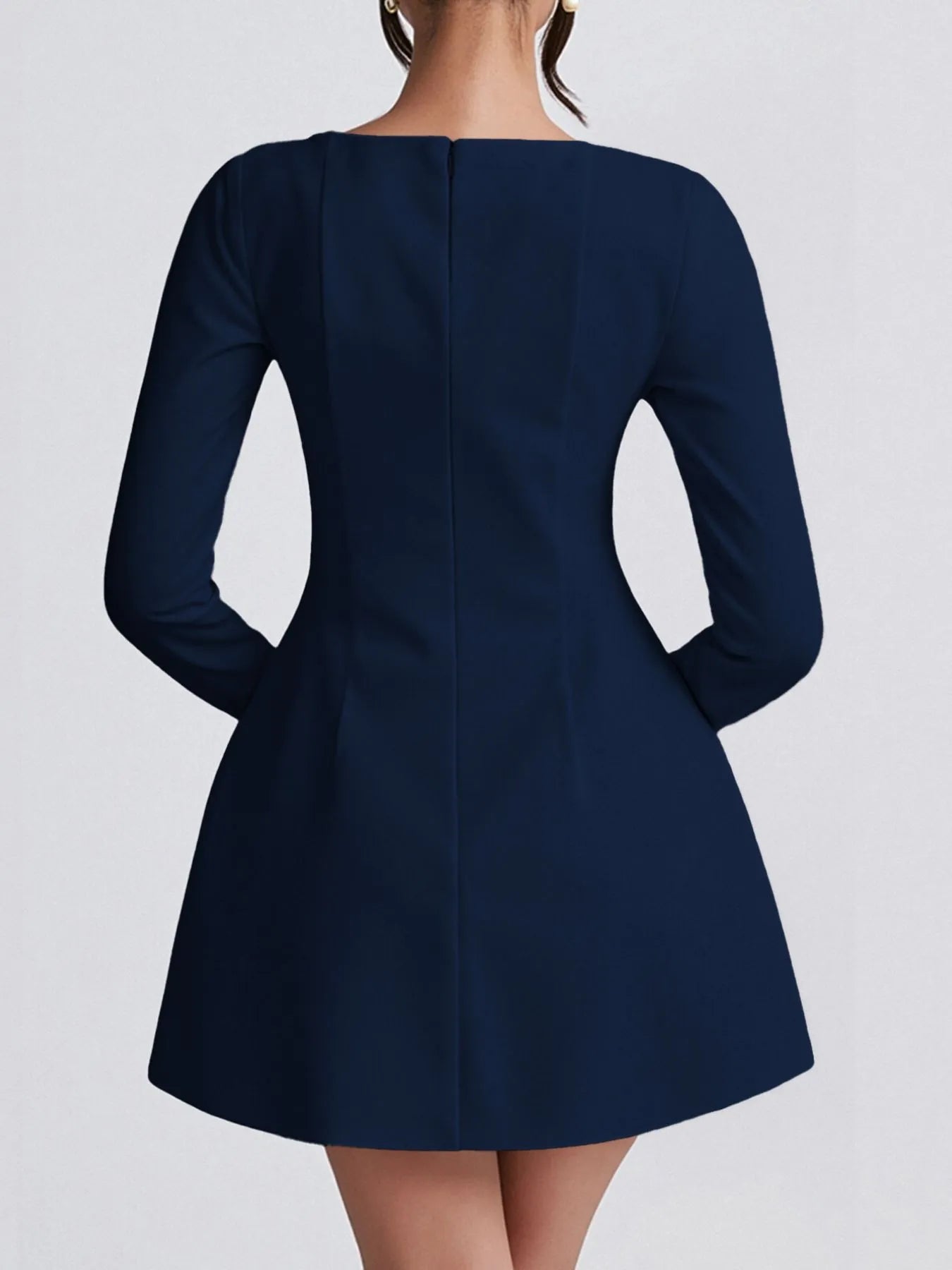 Image of Square Neck Long Sleeve Mini Dress | Queeble.shop