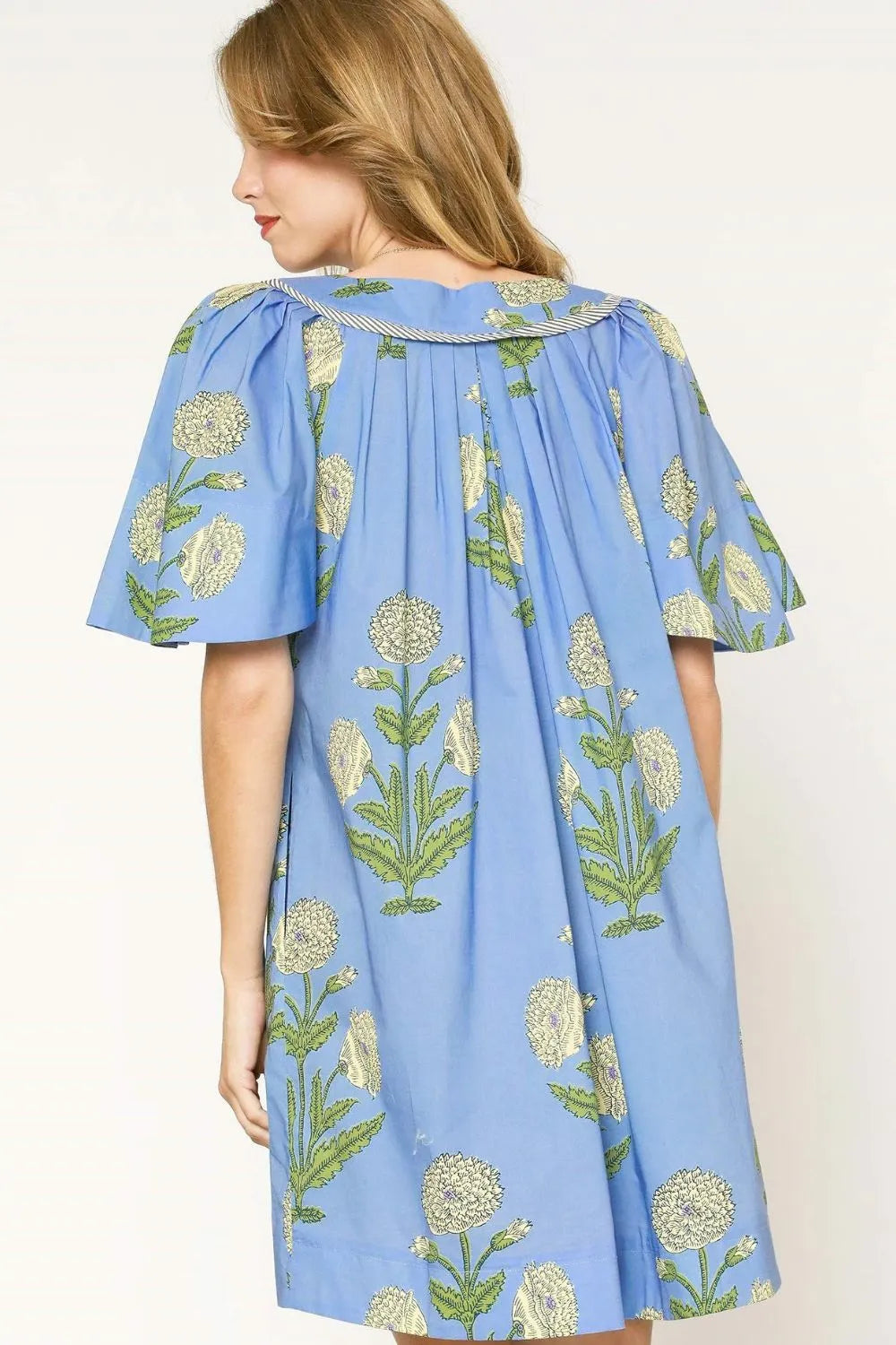 Image of Umgee Tropical Print Bell Sleeve Mini Dress | Queeble.shop