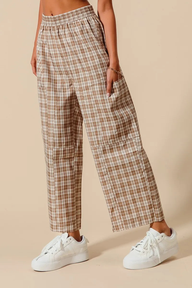 Image of SO ME Check Plaid Wide Leg Pants with Big Patch Pockets | Queeble.shop
