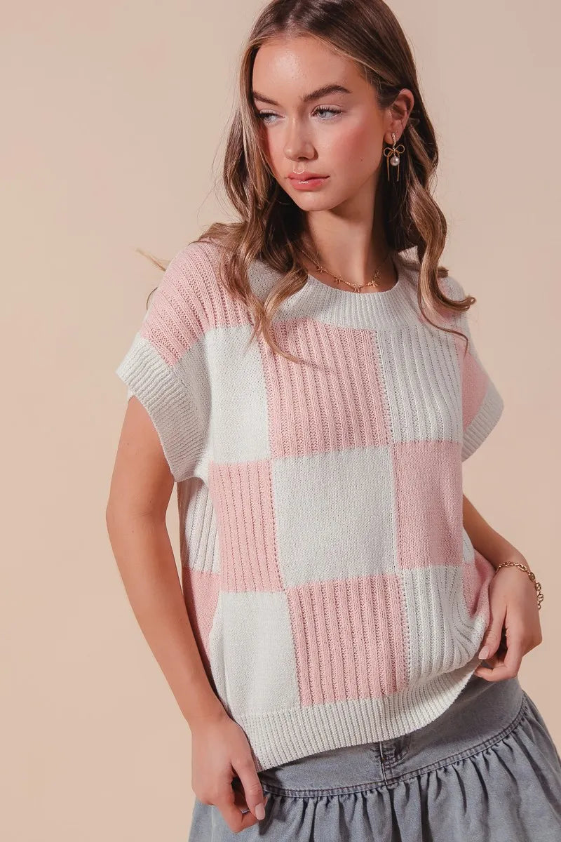 Image of SO ME Check Plaid Casual Sweater Top | Queeble.shop