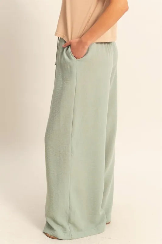 Image of HYFVE Elasticized Waist Wide Leg Pants | Queeble.shop