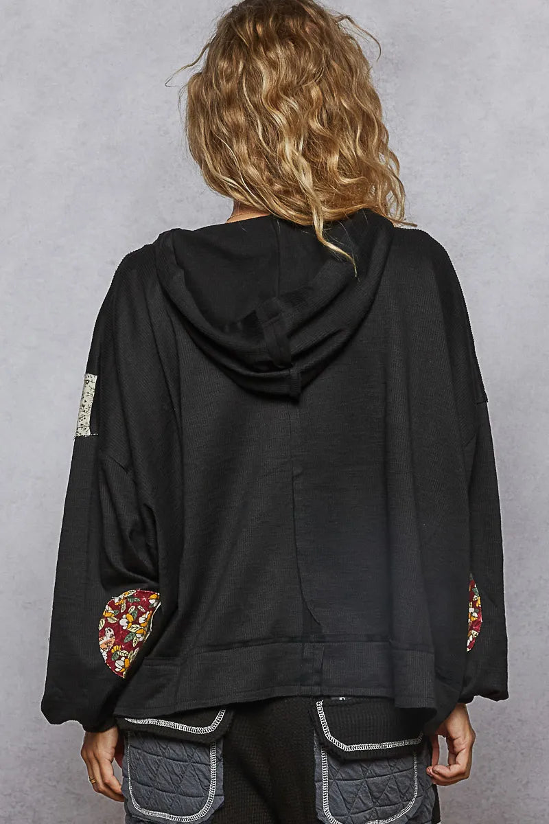 Image of POL Peace Patch Floral Long Sleeve Hoodie | Queeble.shop