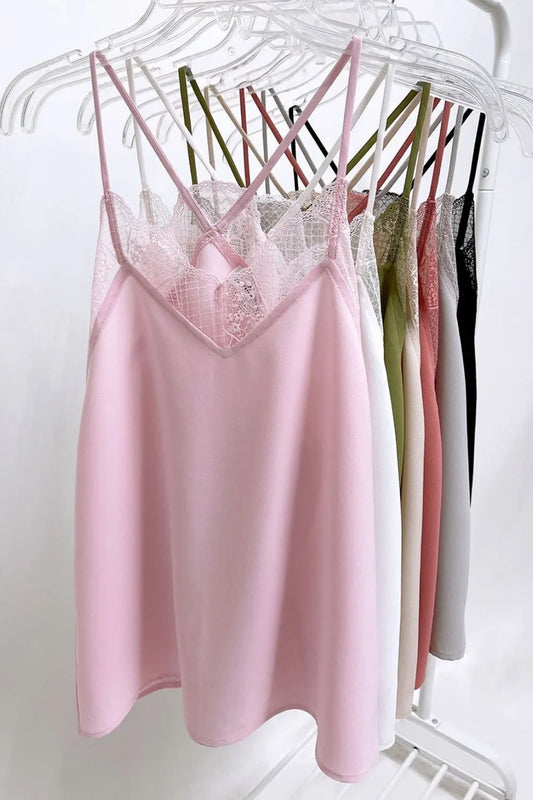 Image of BiBi Lace Cami Solid Tank Top | Queeble.shop
