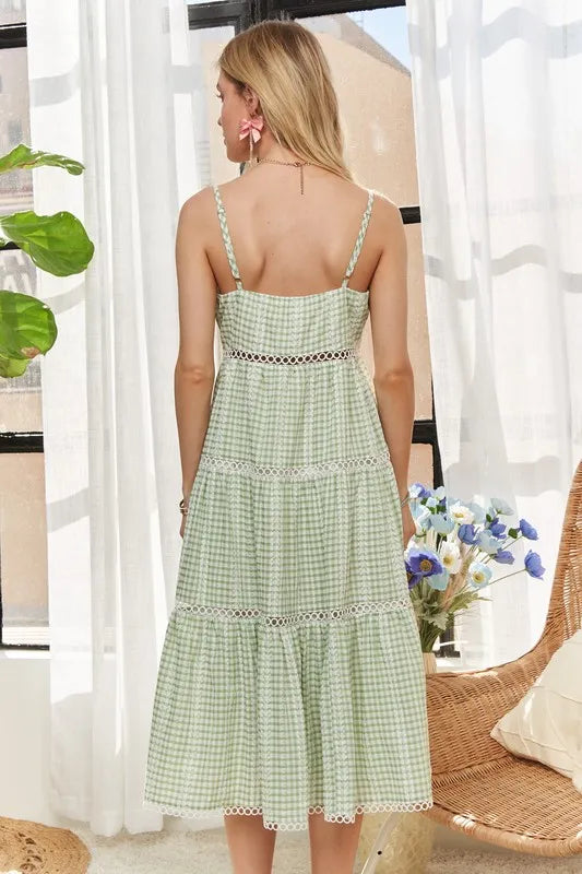Image of ADORA Gingham Detail Washed Dress | Queeble.shop