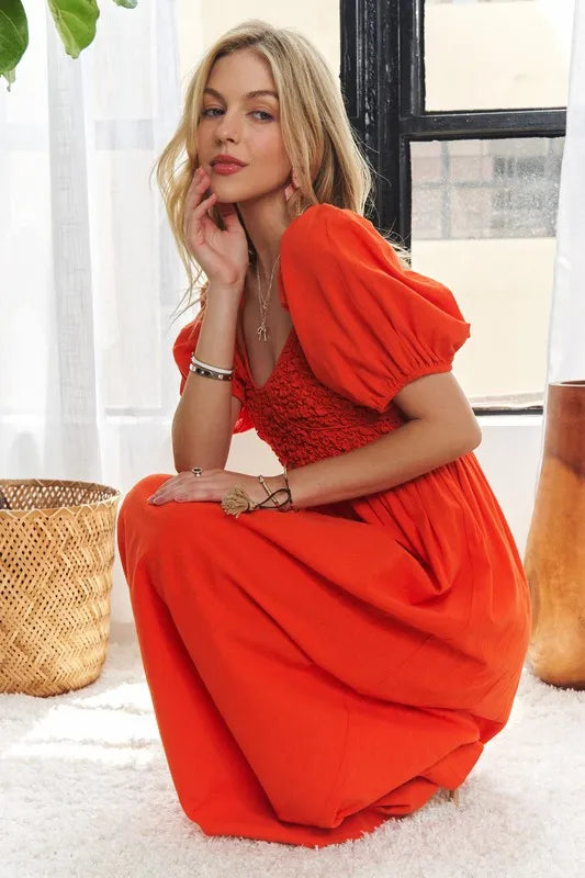 Image of ADORA Popcorn Smocked Puff Sleeve Dress | Queeble.shop