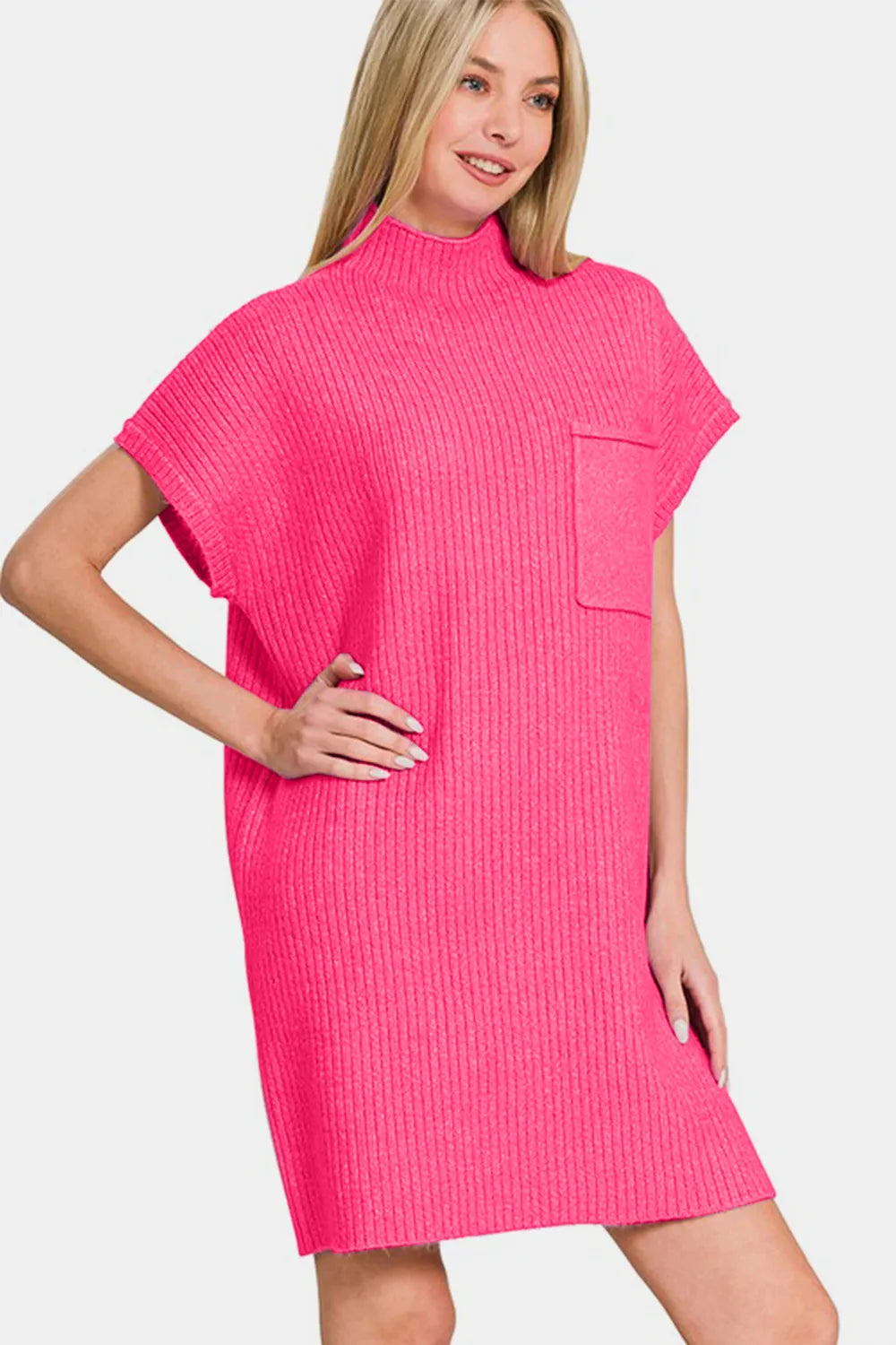 Image of Zenana Short Sleeve Sweater Mini Dress | Queeble.shop