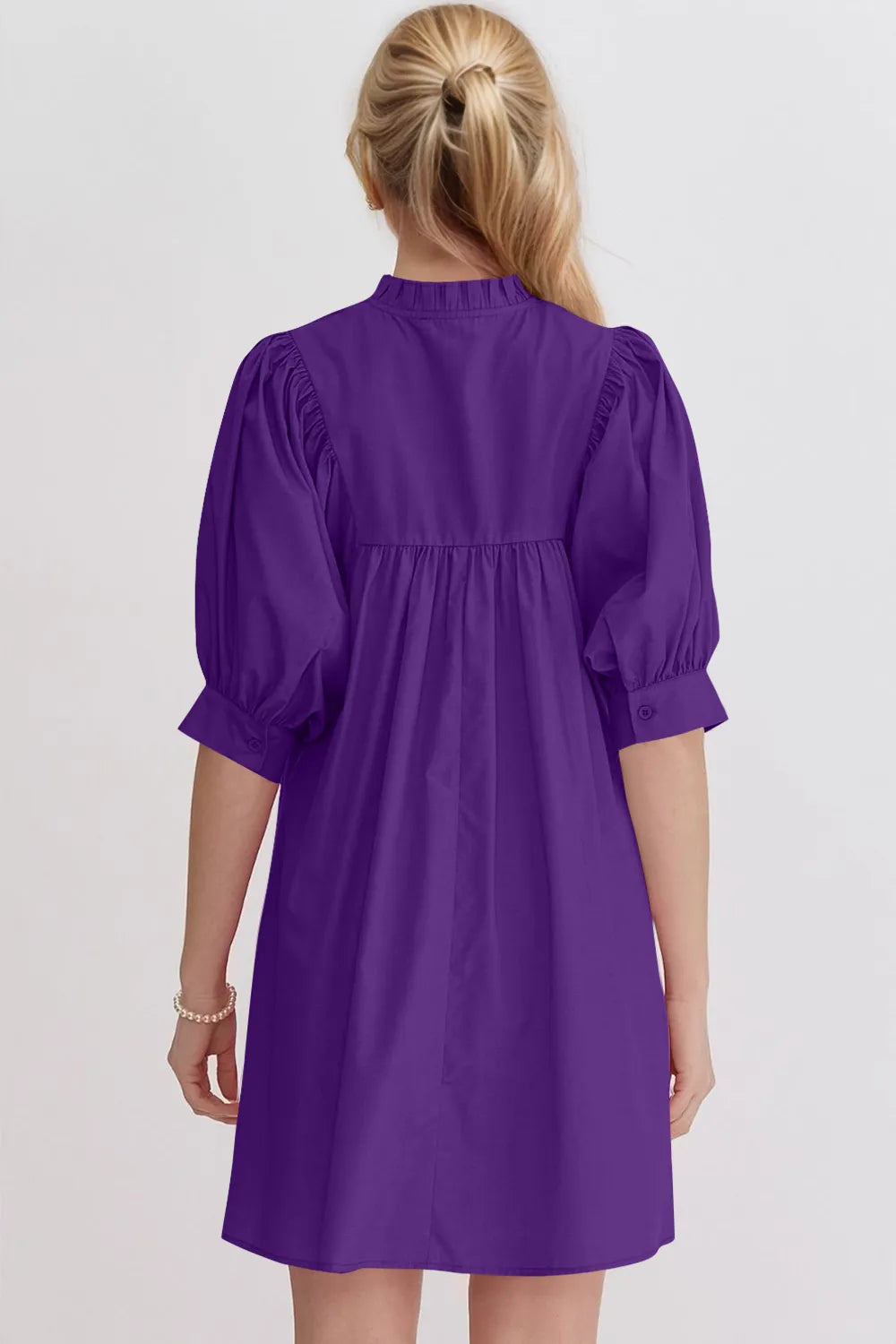 Image of Oh Frill Notched Puff Sleeve Babydoll Mini Dress | Queeble.shop