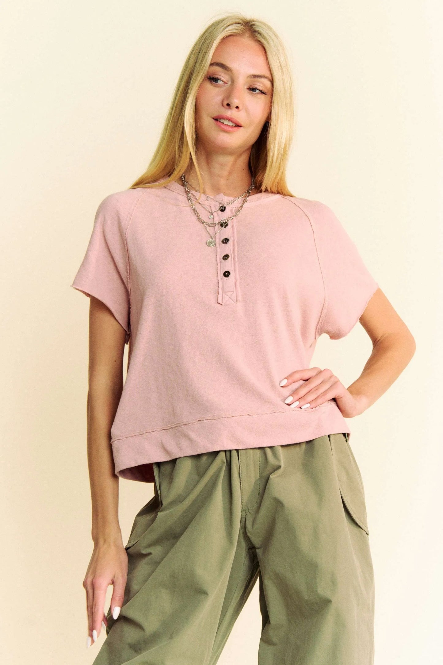 Image of Davi & Dani Breezy Knit Fabric Short Sleeve T-shirt Top | Queeble.shop