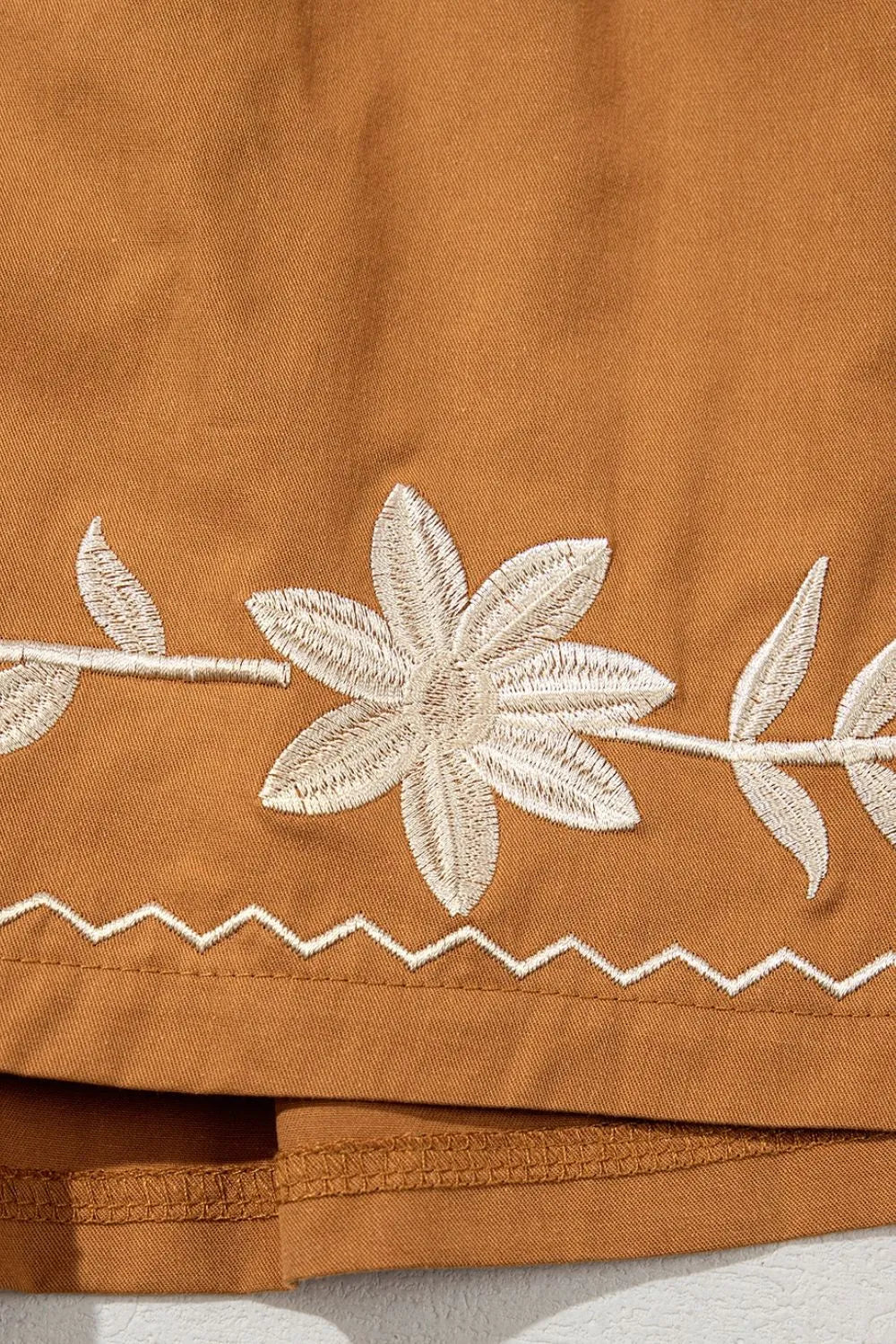 Image of Embroidered Boho Tasseled Drawstring Elastic Waist Casual Shorts | Queeble.shop