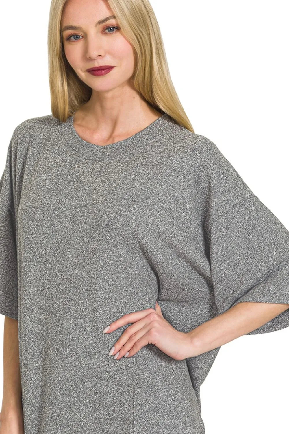 Image of Zenana Soft Melange Hacci T-shirts Dress | Queeble.shop
