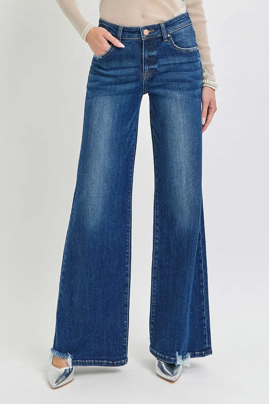 Image of RISEN Full Size Mid Rise Wide Jeans Plus Size | Queeble.shop
