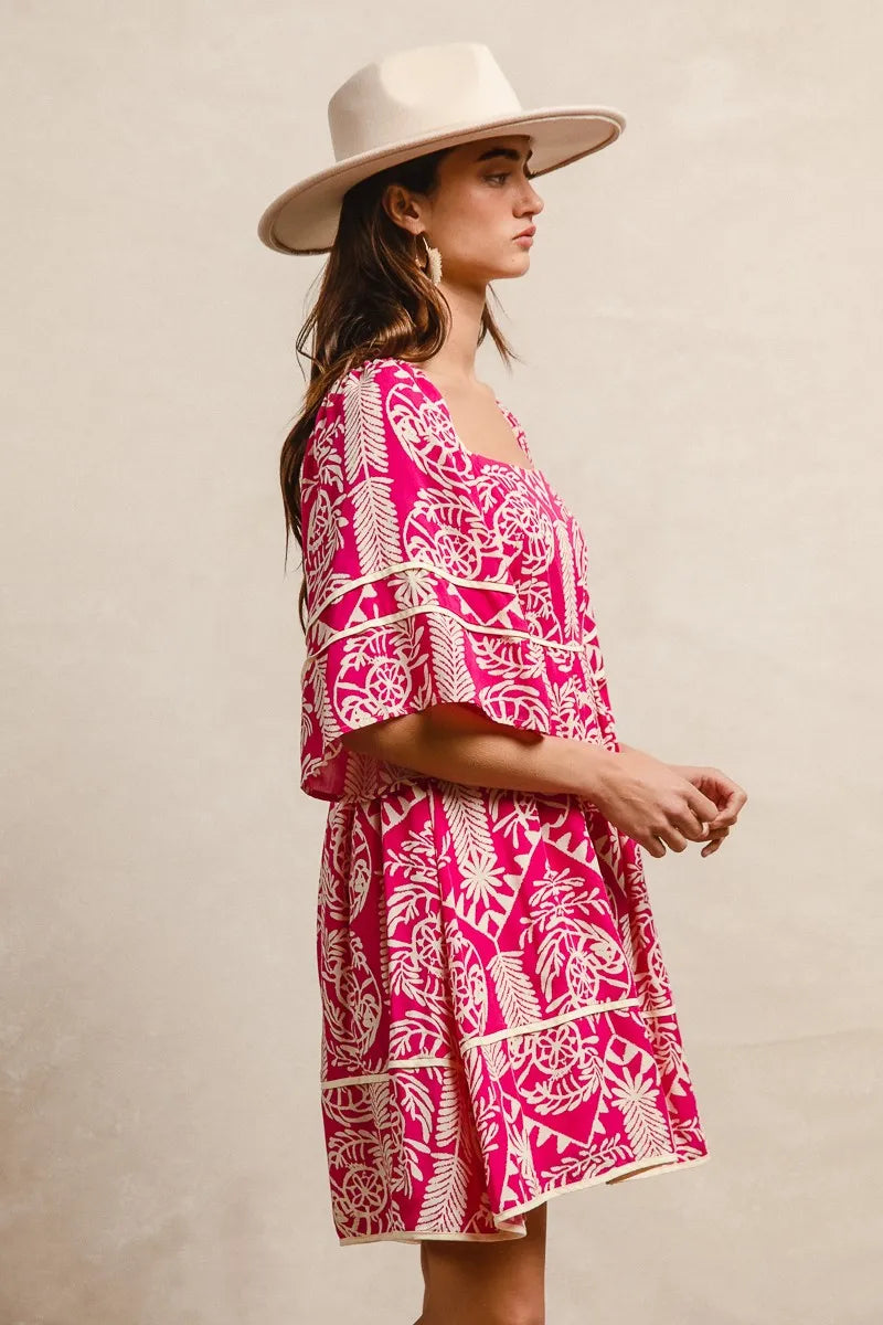 Image of BiBi Aztec Woven Printed Contrast Binding Dress | Queeble.shop