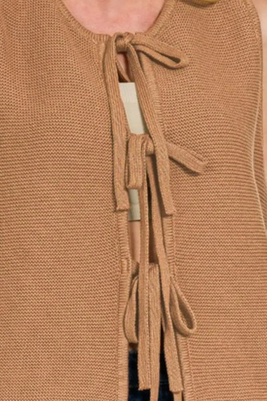 Image of Zenana Tie Front Sweater Vest | Queeble.shop