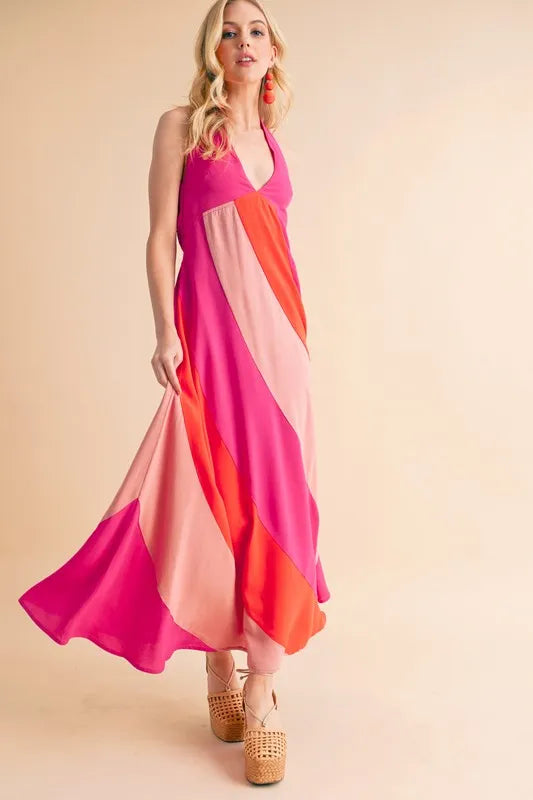 Image of Aemi+Co Color Block Sleeveless Maxi Dress | Queeble.shop