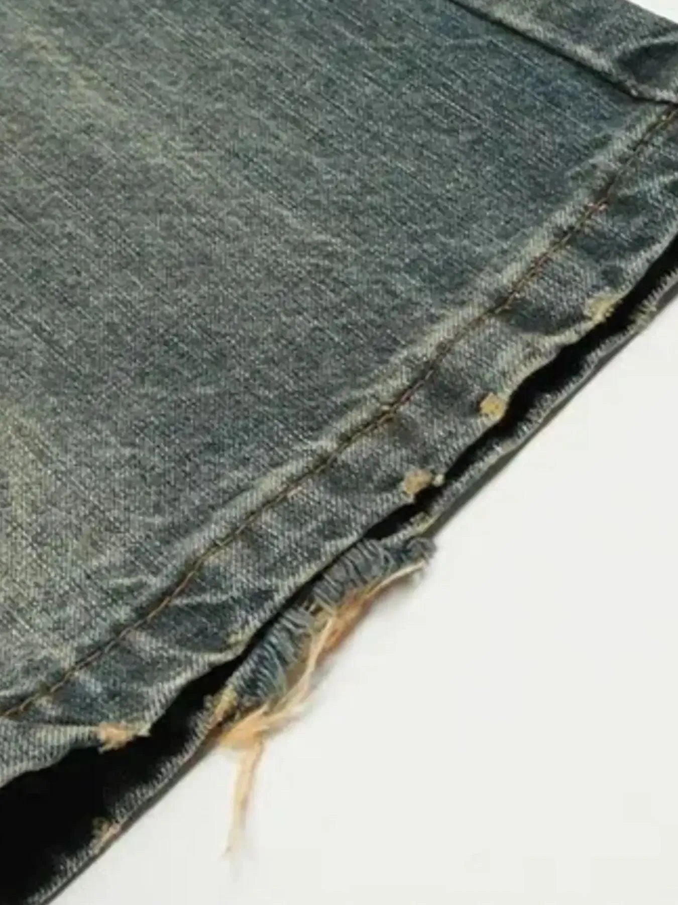 Image of Men's Distressed Washed Straight Jeans | Queeble.shop