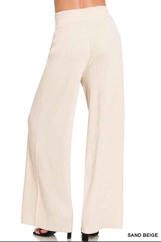 Image of Zenana Viscose Ribbed Sweater Pants | Queeble.shop