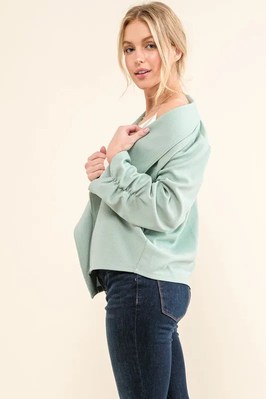 Image of And The Why Stretch Non-Wrinkled Basic Open-Front Blazer | Queeble.shop