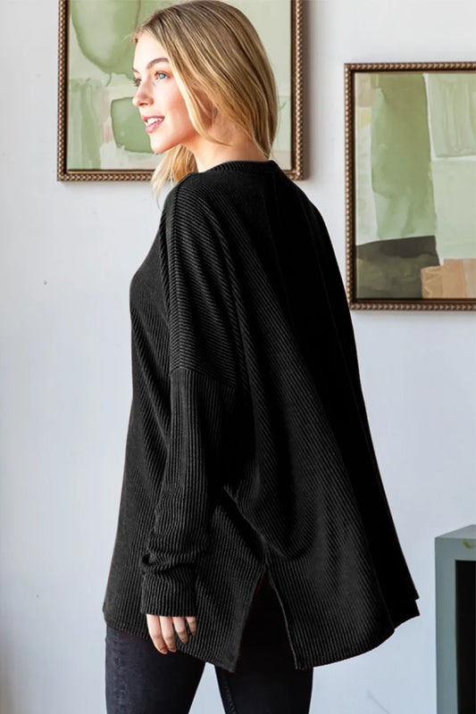 Image of Heimish Sequin Nutcracker Long Sleeve Ribbed Top | Queeble.shop