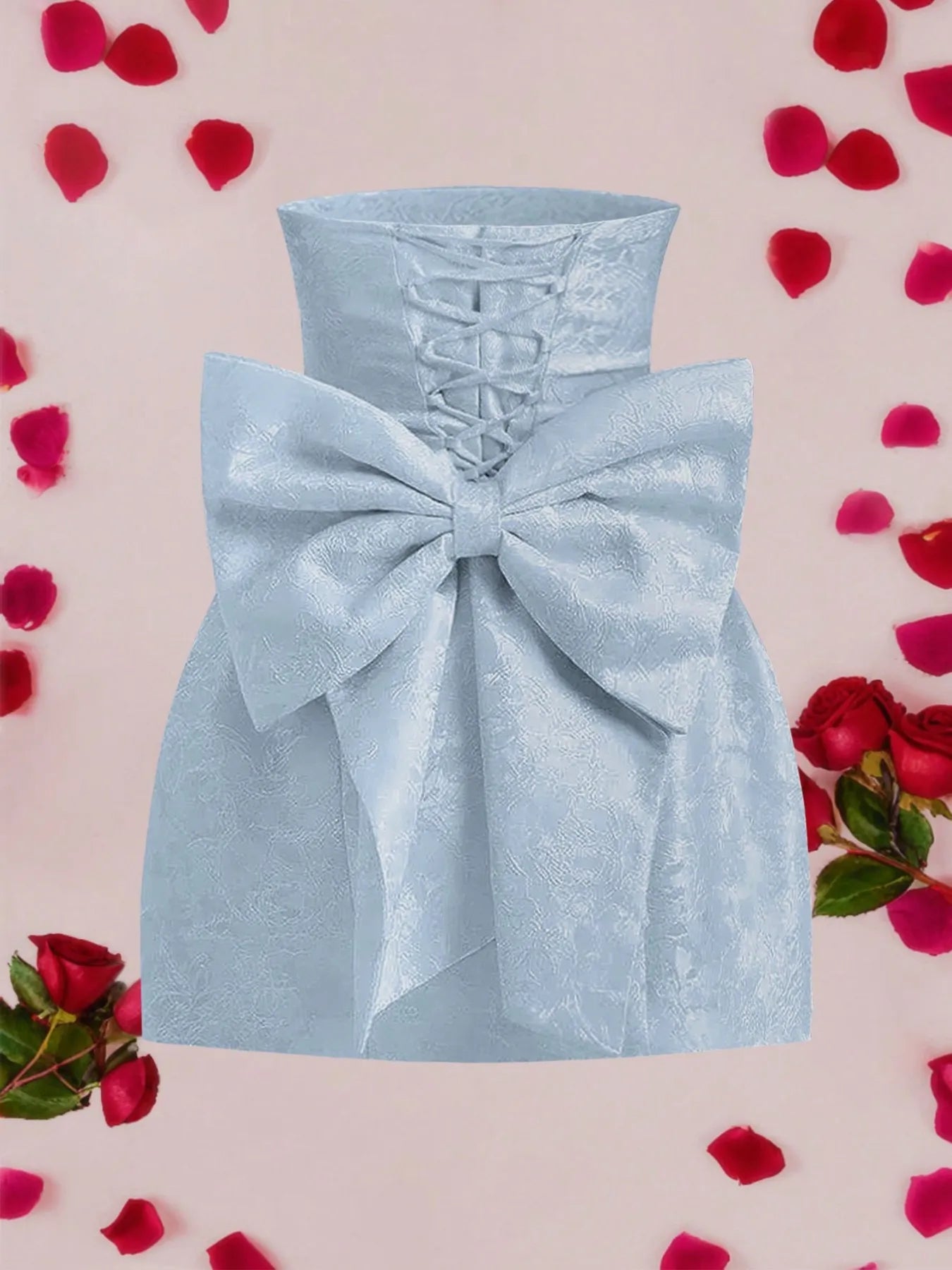 Image of Lace Up Back Mini Dress with Bow Detail | Queeble.shop