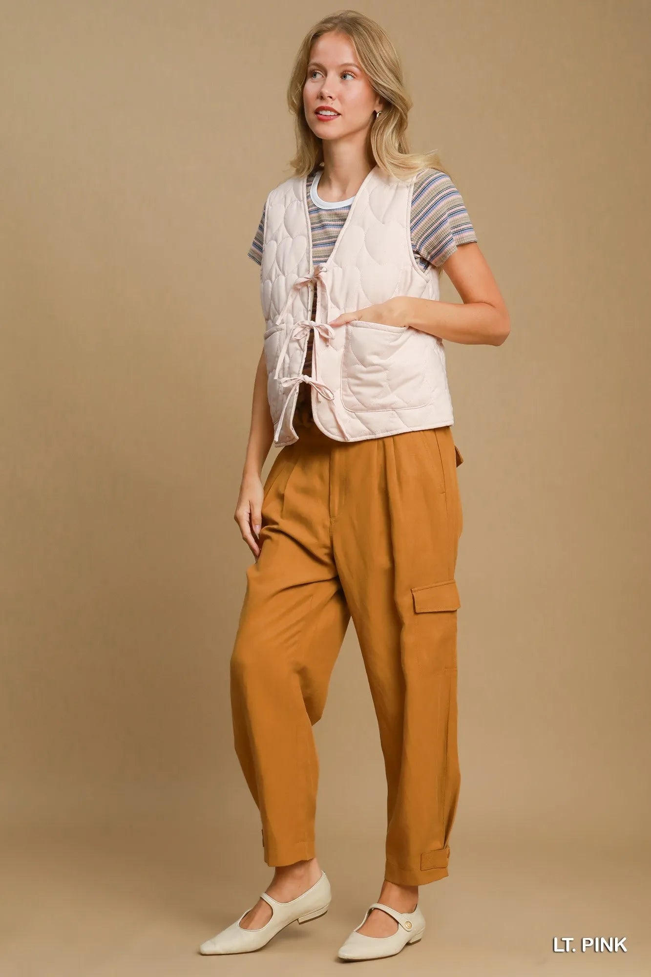 Image of Umgee Heart Quilted Tie-Front Vest | Queeble.shop