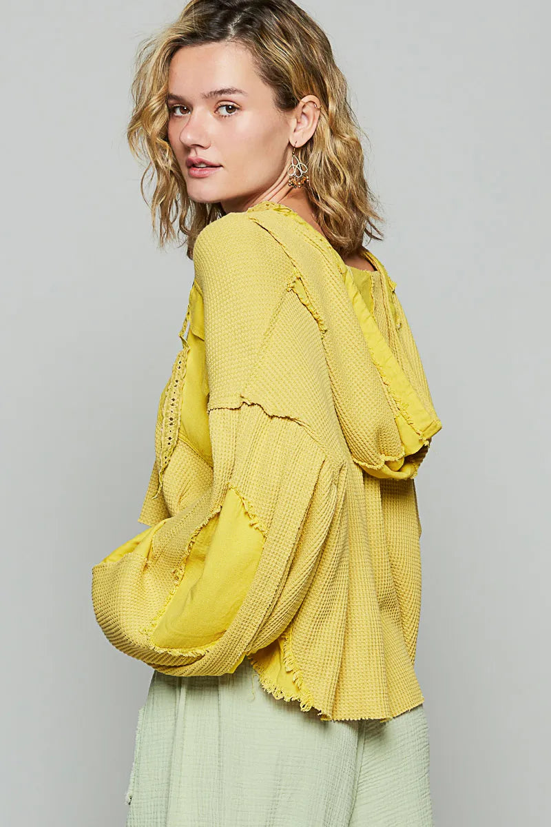 Image of POL Raw Hem Cropped Hooded Jacket | Queeble.shop