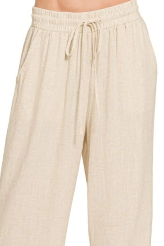 Image of Zenana Linen Drawstring Pants | Queeble.shop