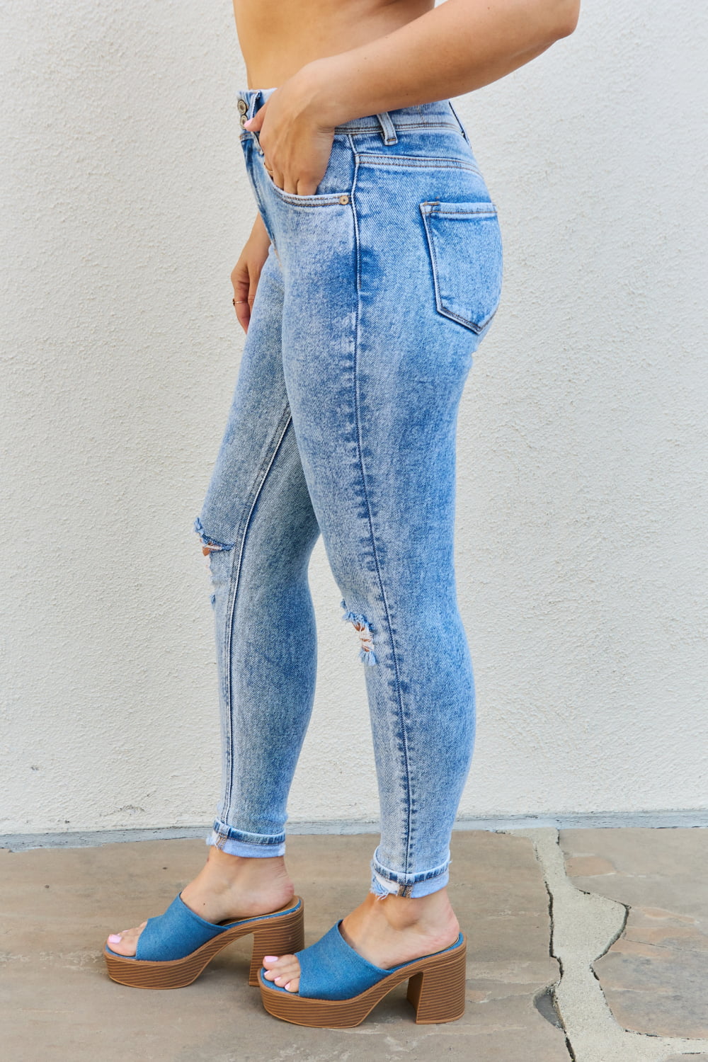 Image of Kancan Emma Full size High Rise Distressed Skinny Jeans | Queeble.shop