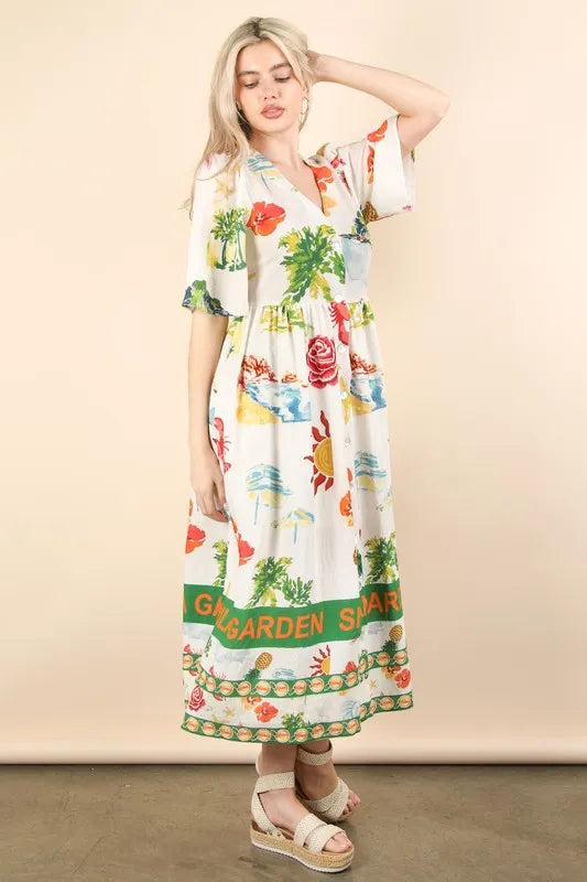 Image of VERY J Button Down Printed Midi Dress | Queeble.shop