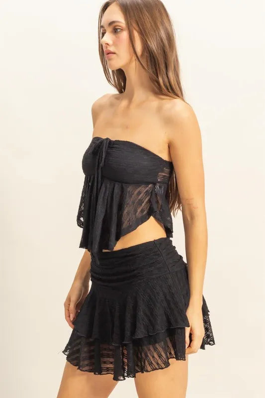 Image of HYFVE Lace Bustier Flowy Tube Top | Queeble.shop
