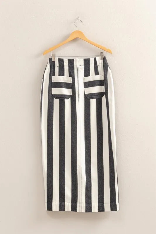 Image of HYFVE Striped Pocket Detail Maxi Skirt | Queeble.shop