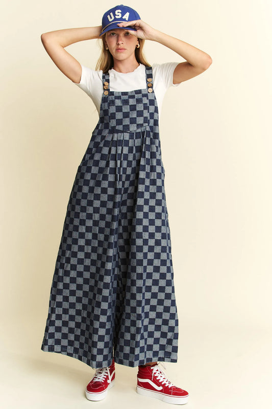 Image of Jade By Jane Denim Checkered Jumpsuit | Queeble.shop